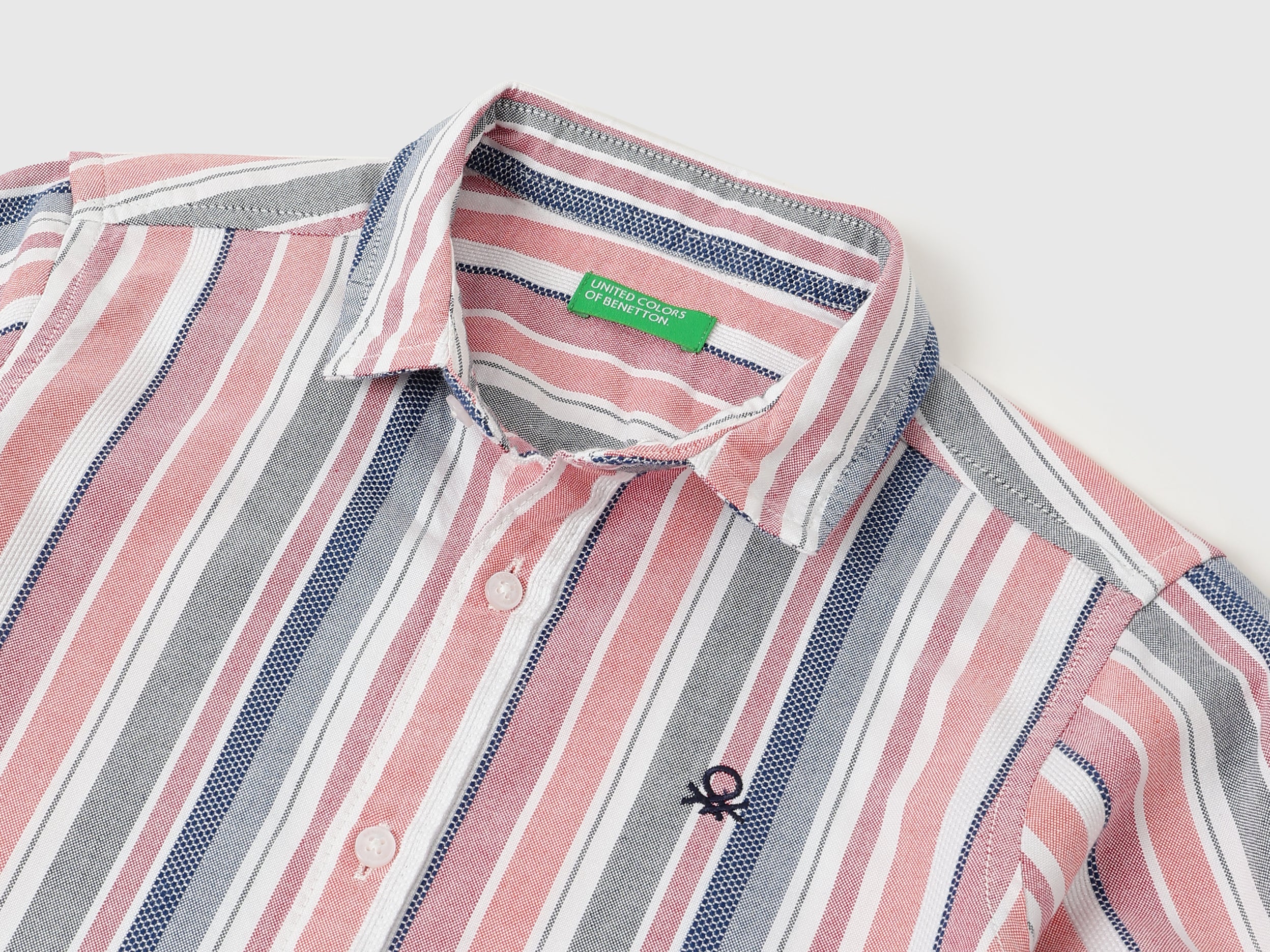 Boys Cotton Dual-Tone Stripe Long Sleeve Shirt