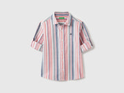 Boys Cotton Dual-Tone Stripe Long Sleeve Shirt
