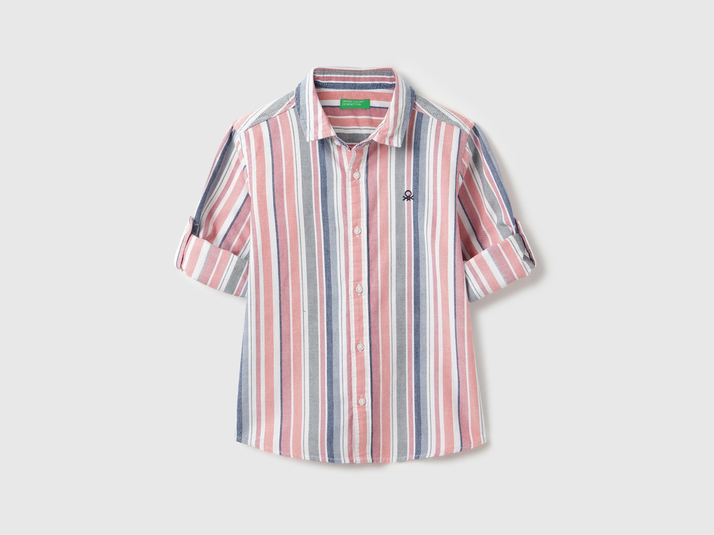 Boys Cotton Dual-Tone Stripe Long Sleeve Shirt