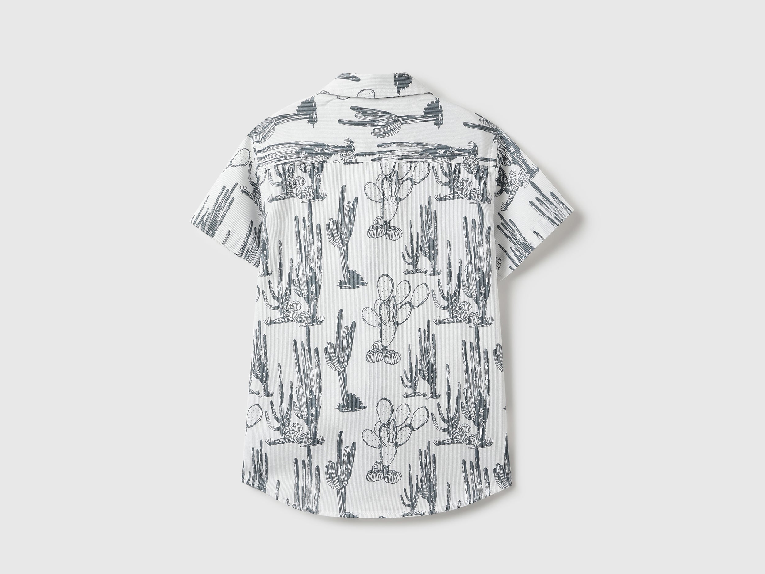Boys White Cotton Cactus Print Regular Fit Casual Shirt