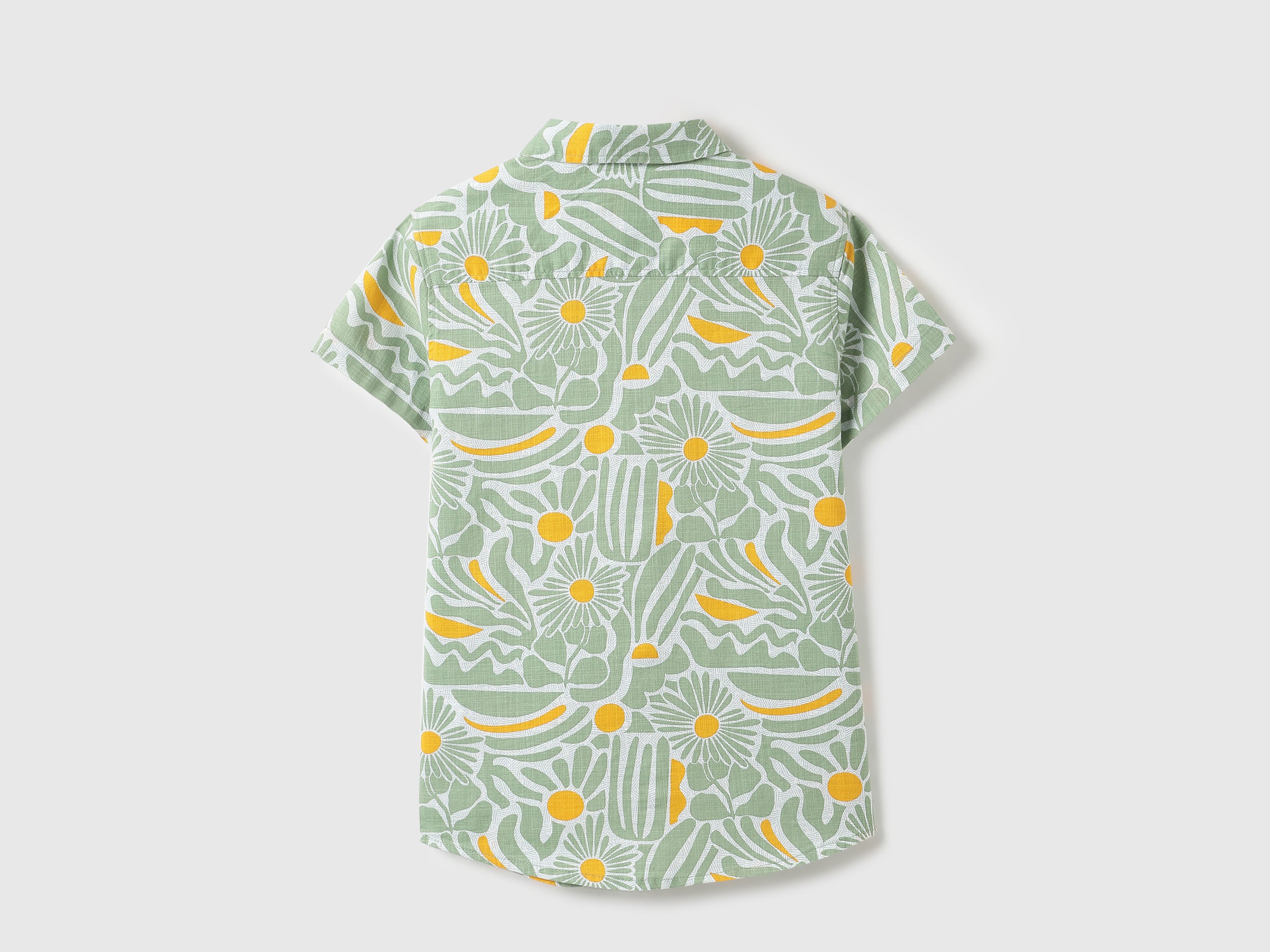 Boys Sage Floral Cotton Shirt – Regular Fit