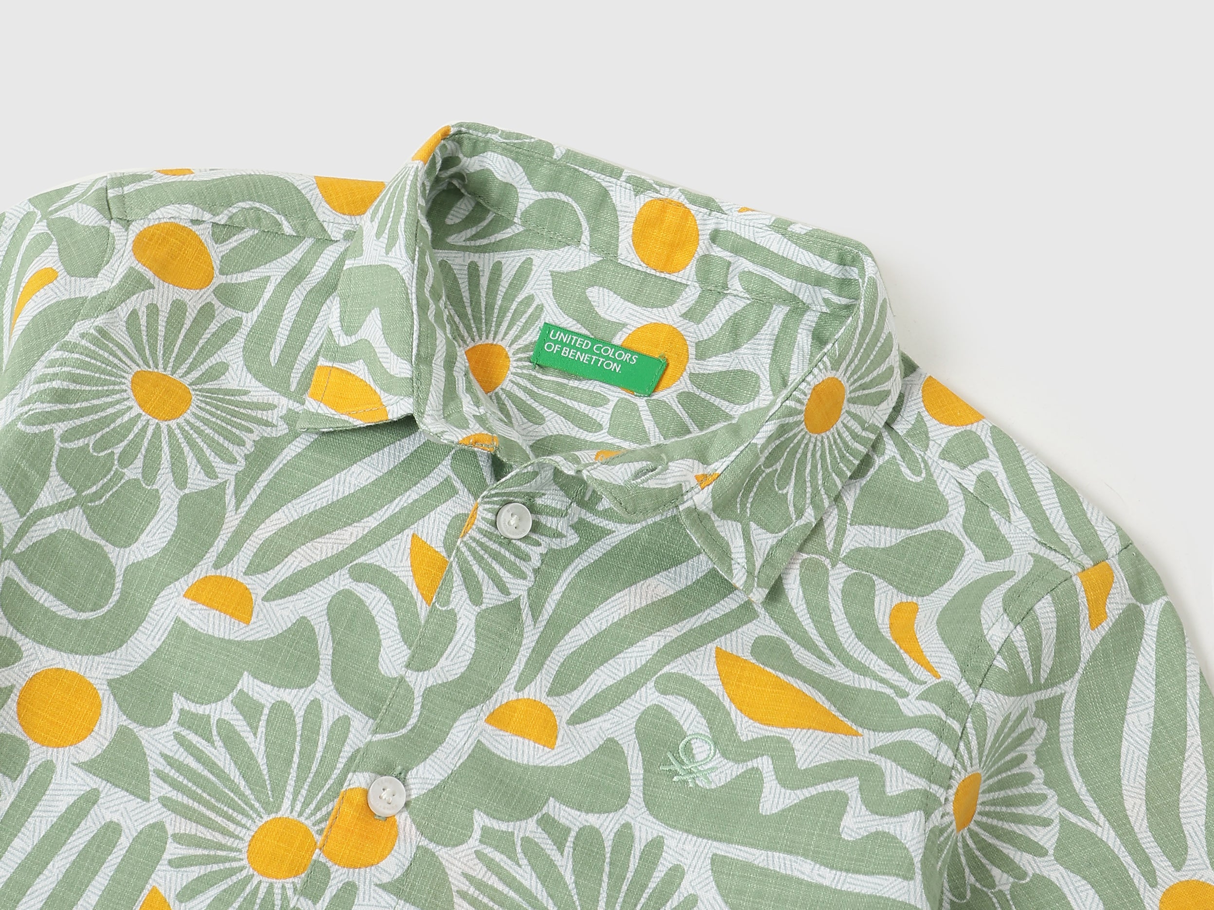 Boys Sage Floral Cotton Shirt – Regular Fit