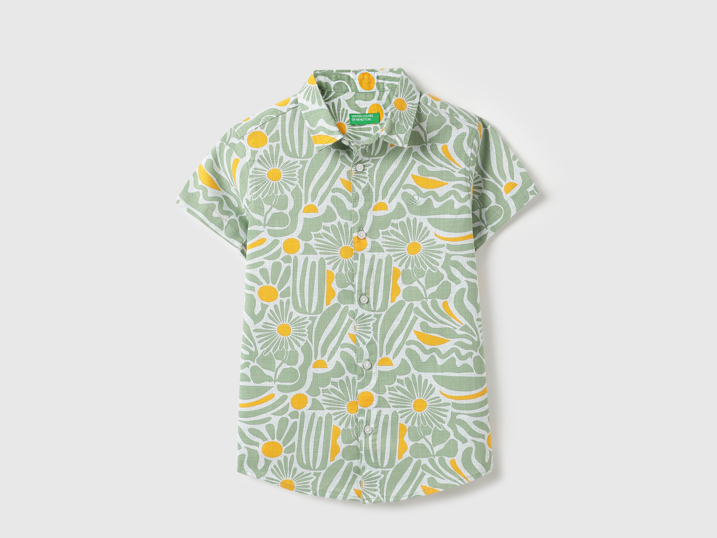 Boys Sage Floral Cotton Shirt – Regular Fit