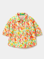 Girls Multi Tulip Floral Cotton Slub Shirt