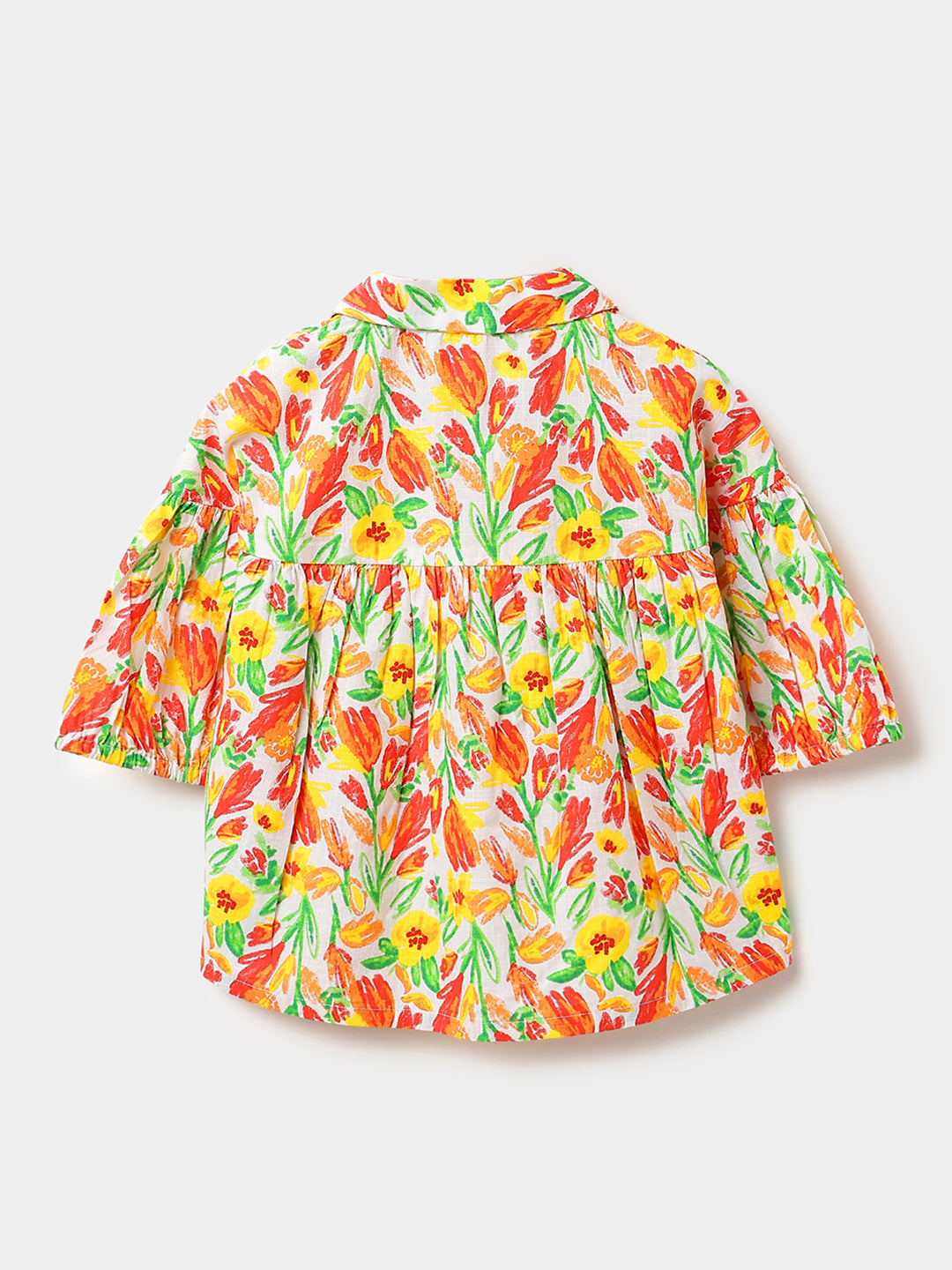 Girls Multi Tulip Floral Cotton Slub Shirt