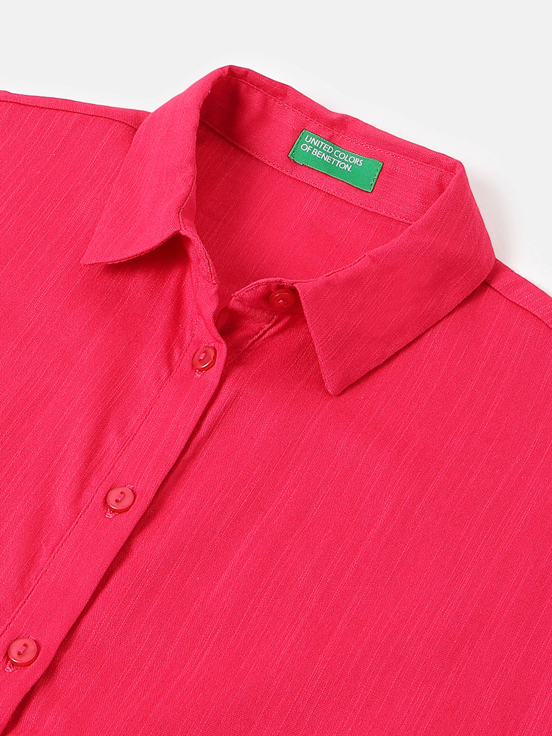 Girls Red Cotton Front Knot Regular Fit Shirt Top