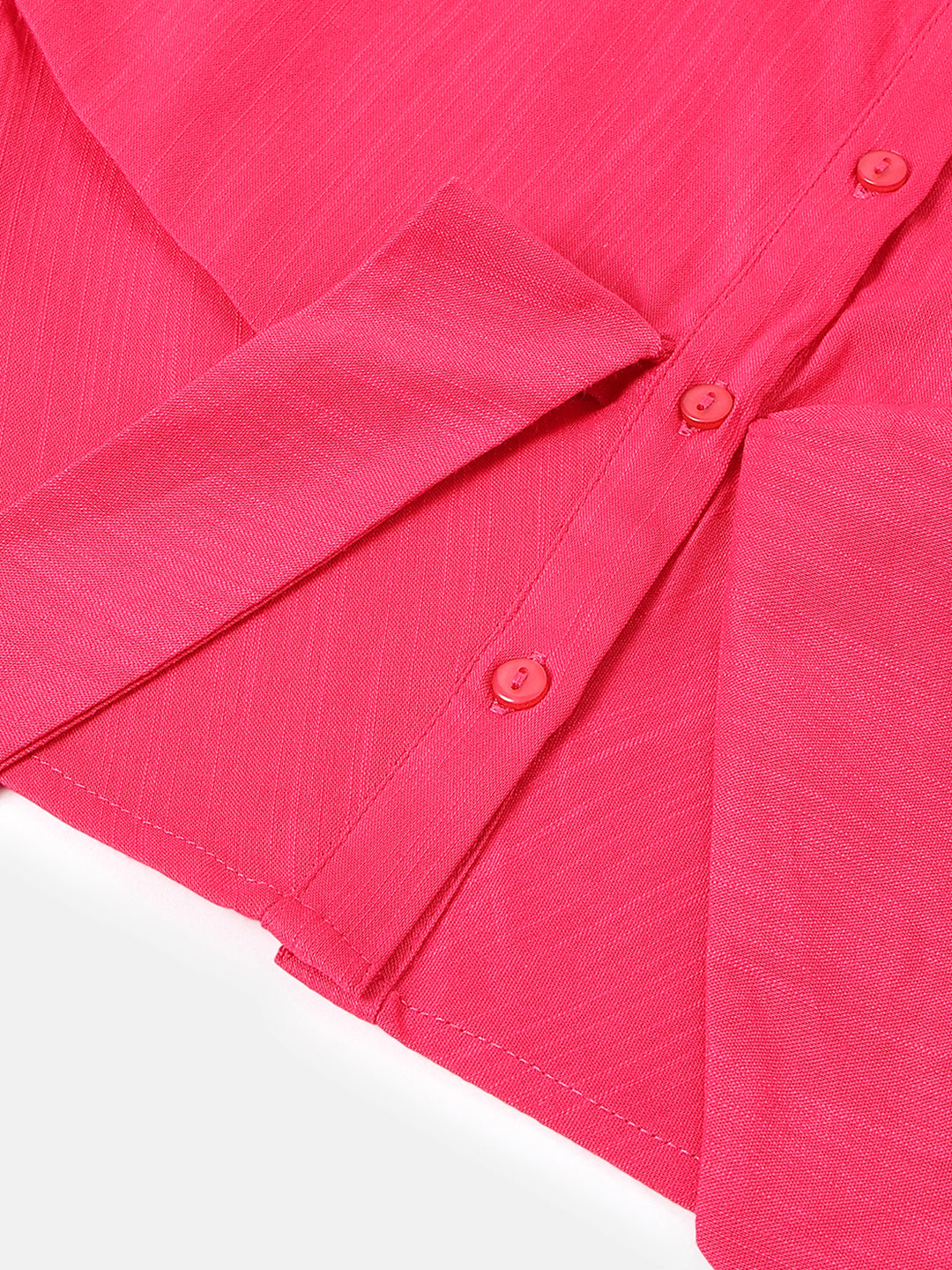 Girls Red Cotton Front Knot Regular Fit Shirt Top