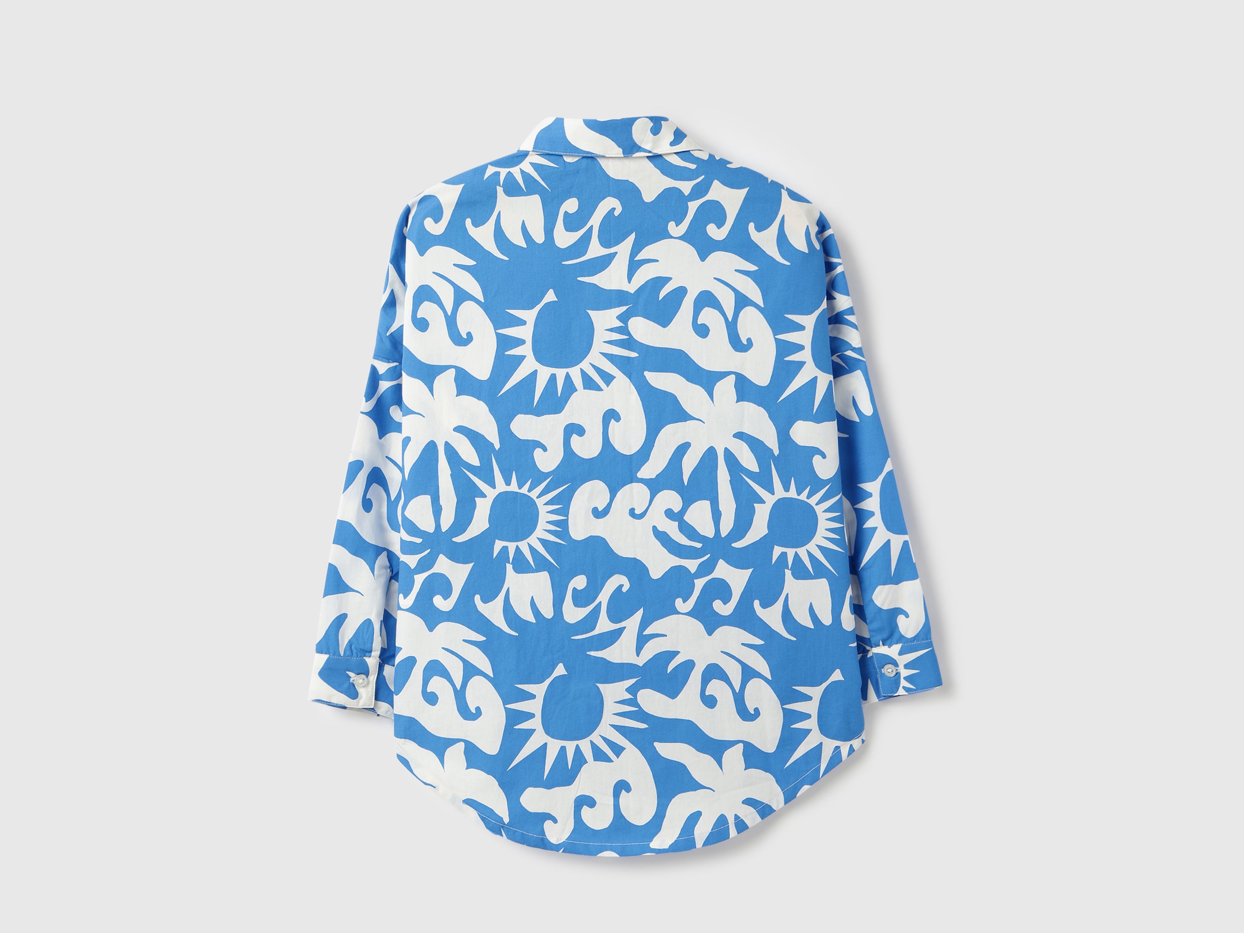 Girls Blue Abstract Print Cotton Shirt Top