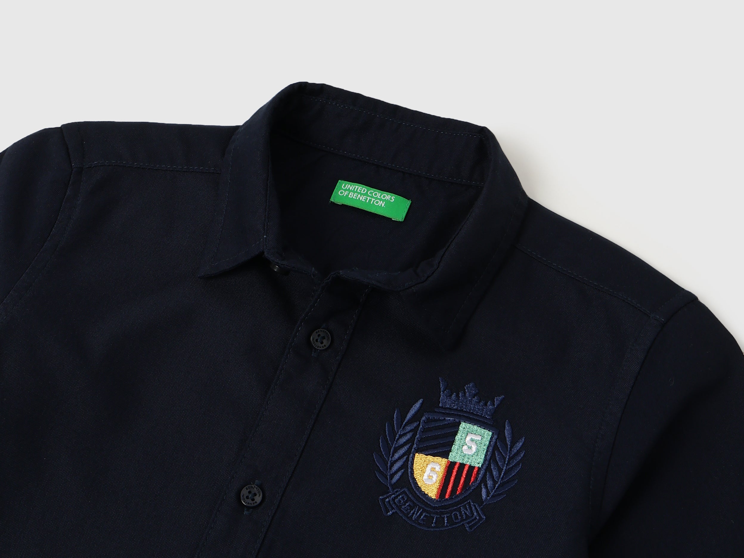 Boys Cotton Oxford Embroidered Long Sleeve Shirt