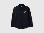 Boys Cotton Oxford Embroidered Long Sleeve Shirt