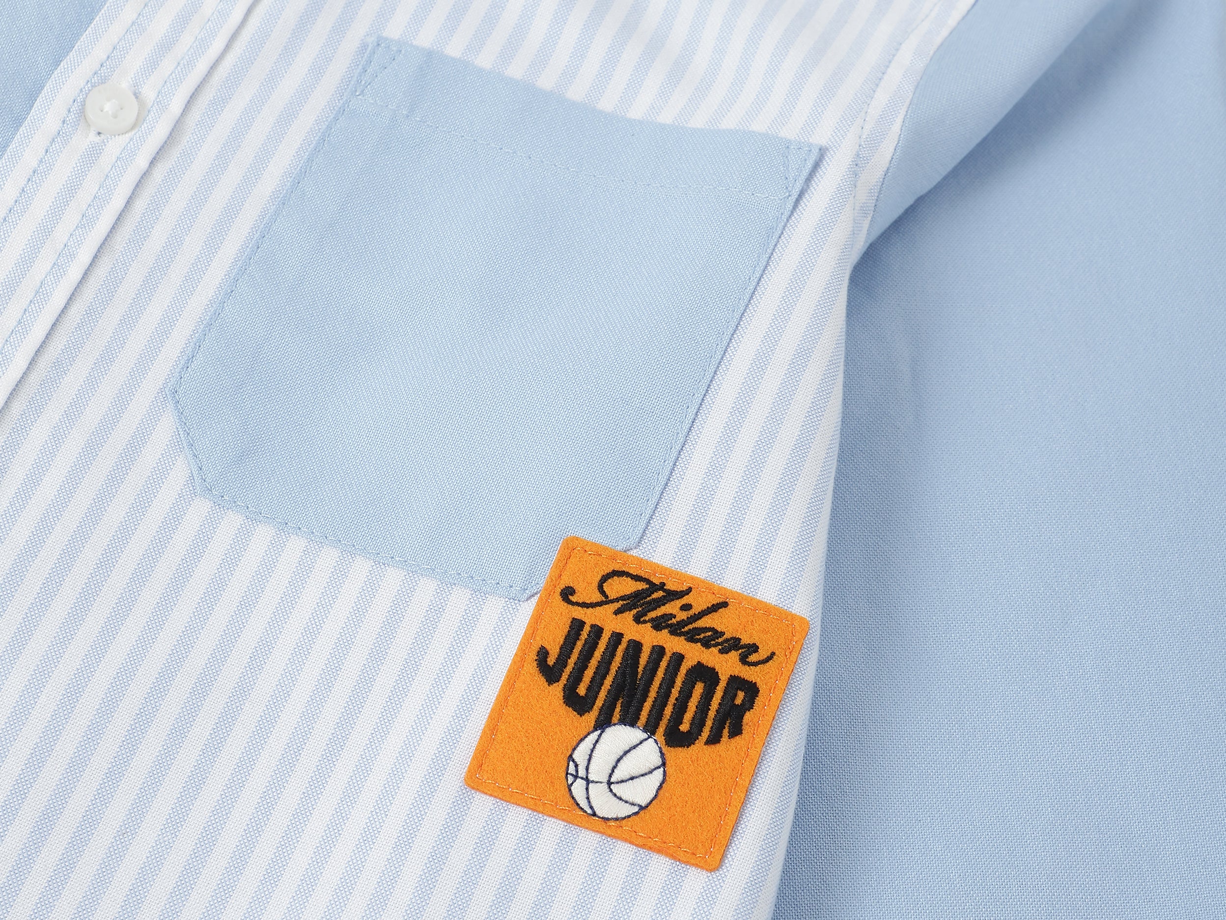 Boys Blue Color Block Oxford Cotton Regular Fit Shirt