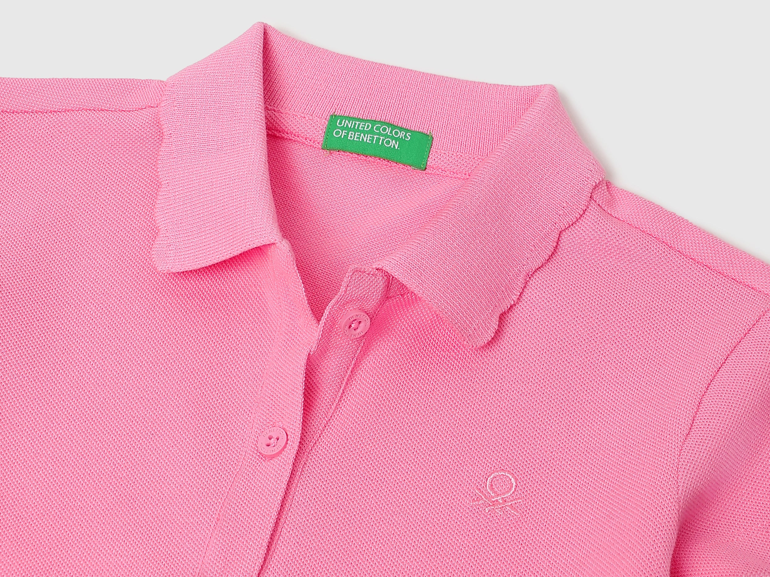 Girls Pink Cotton Pique Scallop Collar Polo Shirt