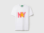 Boys White Solid Cotton Relaxed Fit T-Shirt with City Tuft Embroidery