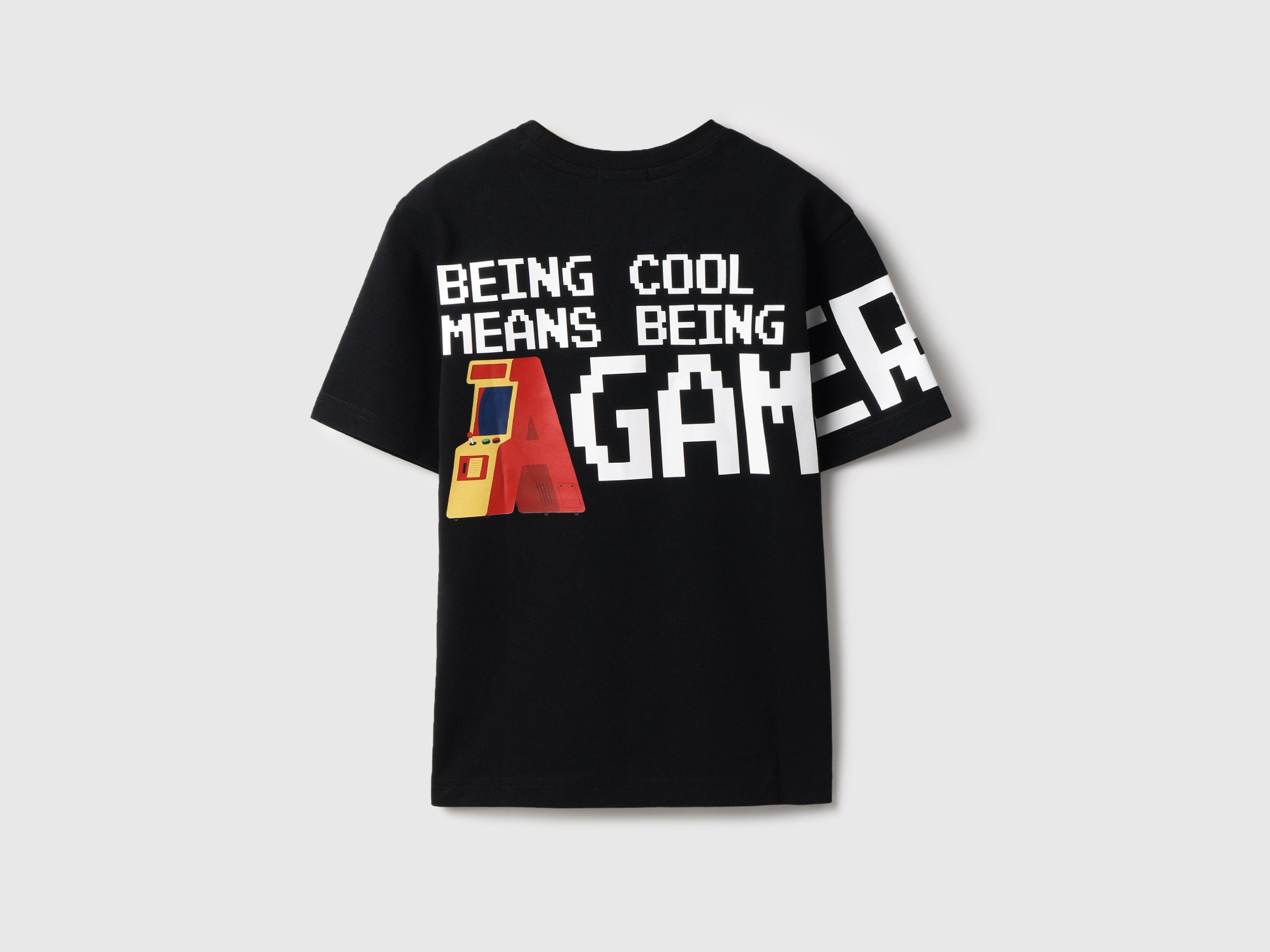 Boys Black Solid Cotton Relaxed Fit Round Neck T-Shirt