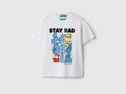 Boys White Solid Cotton Relaxed Fit Stay Rad Graphic T-Shirt