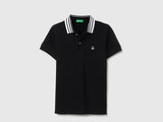 Boys Black Solid Cotton Regular Fit Short Sleeve Core Polo Shirt