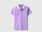 Boys Violet Solid Cotton Regular Fit Short Sleeve Core Polo Shirt