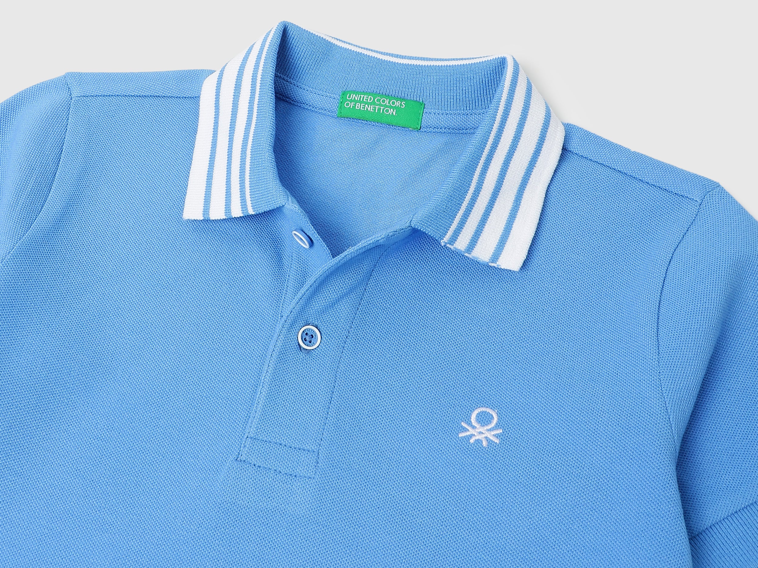 Boys Fresh Blue Cotton Solid Polo Shirt