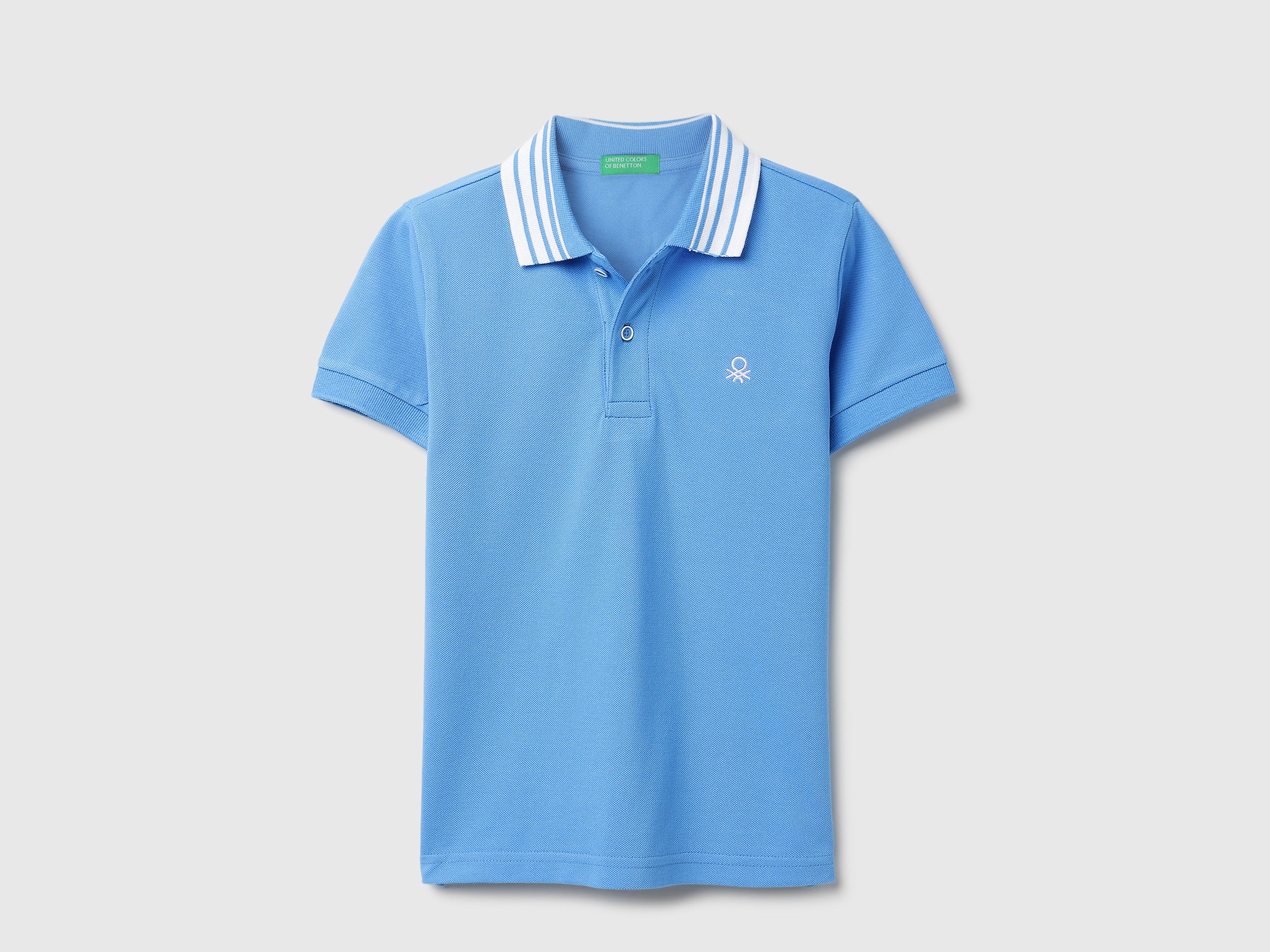 Boys Fresh Blue Cotton Solid Polo Shirt