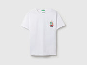 Girls White Cotton Longline Graphic Tee