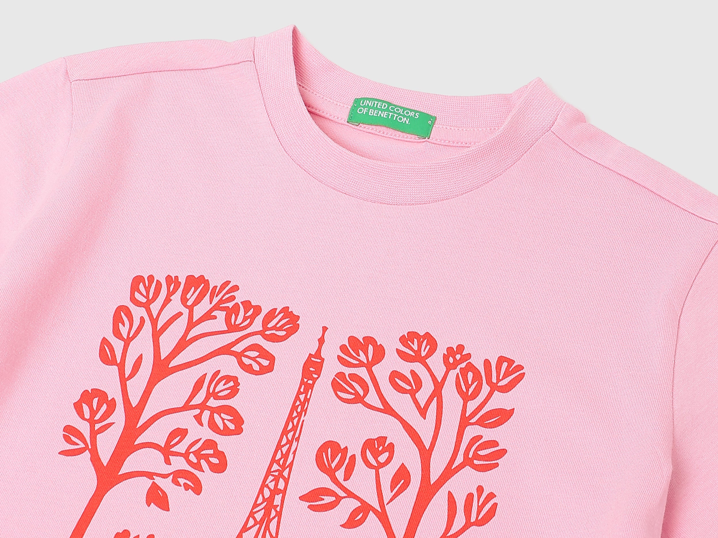 Girls Rose Pink Cotton Tee with Graphic Print