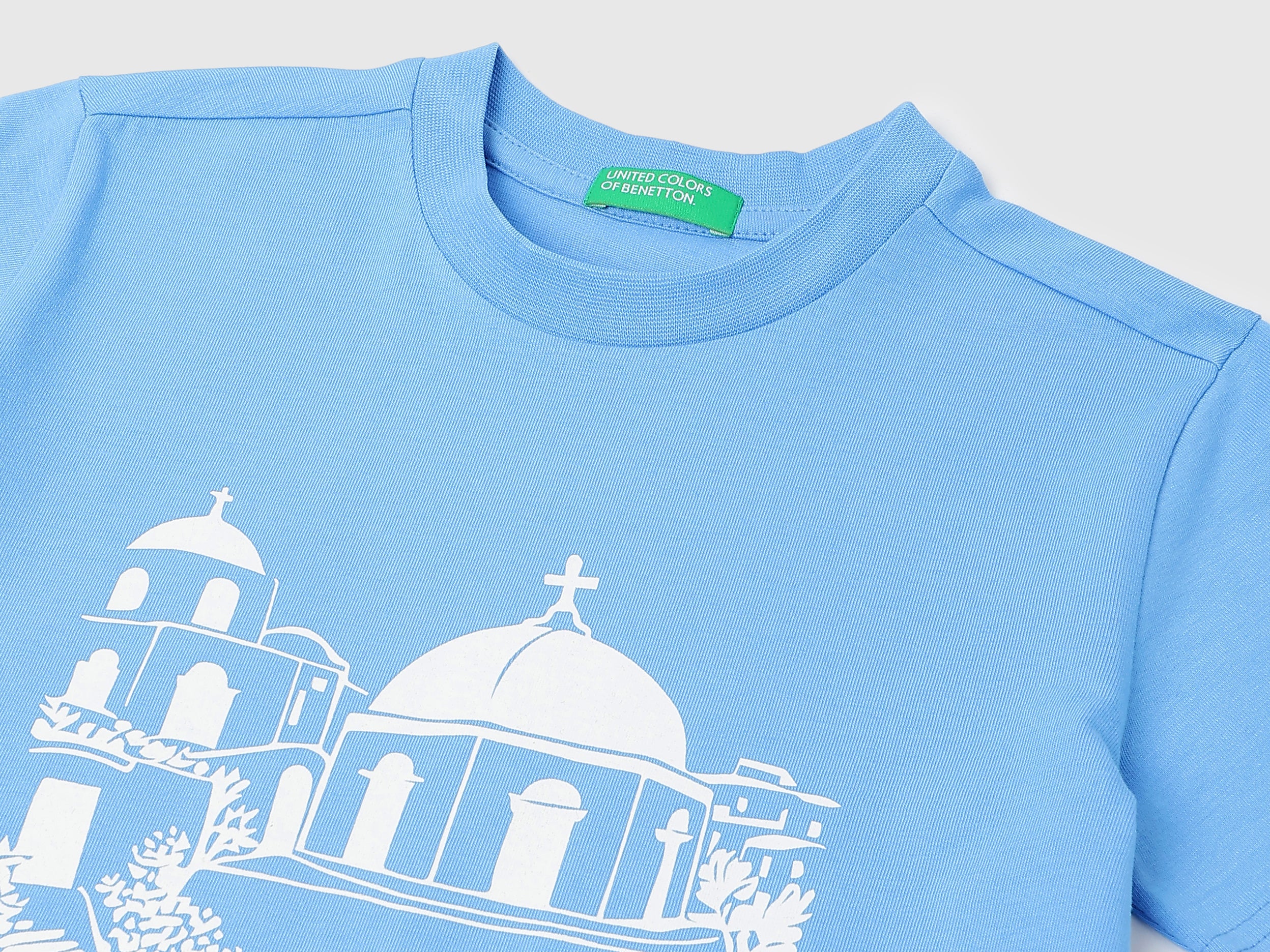 Girls Fresh Blue Cotton Graphic Tee – Regular Fit