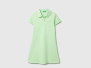 Girls Cotton Pique Scallop Collar Polo Dress