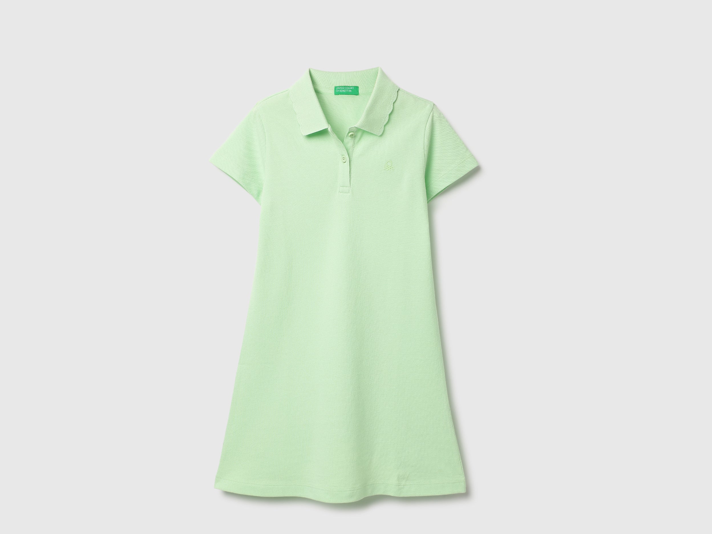 Girls Cotton Pique Scallop Collar Polo Dress