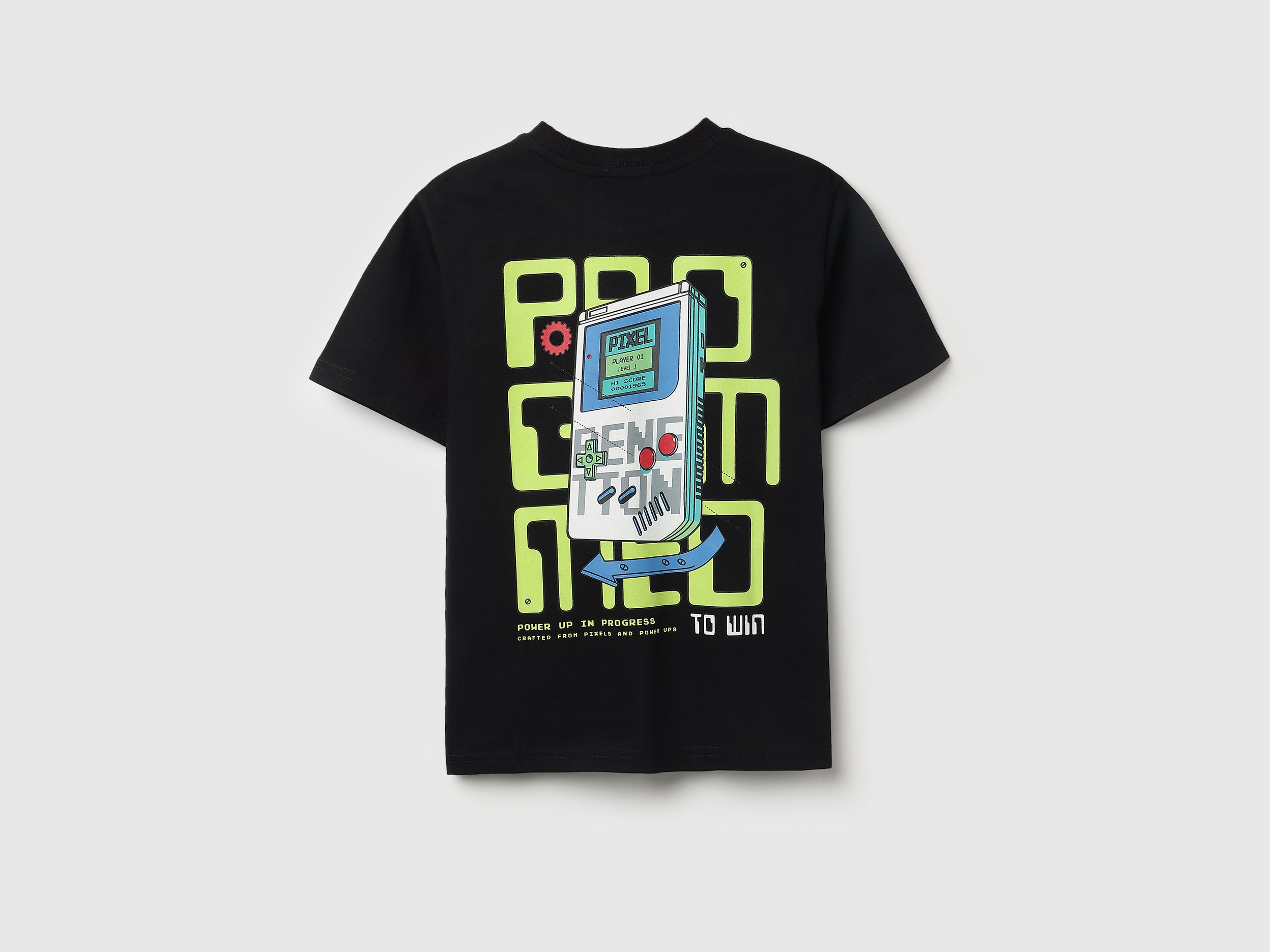 Boys Black Back Print Relaxed Cotton T-Shirt