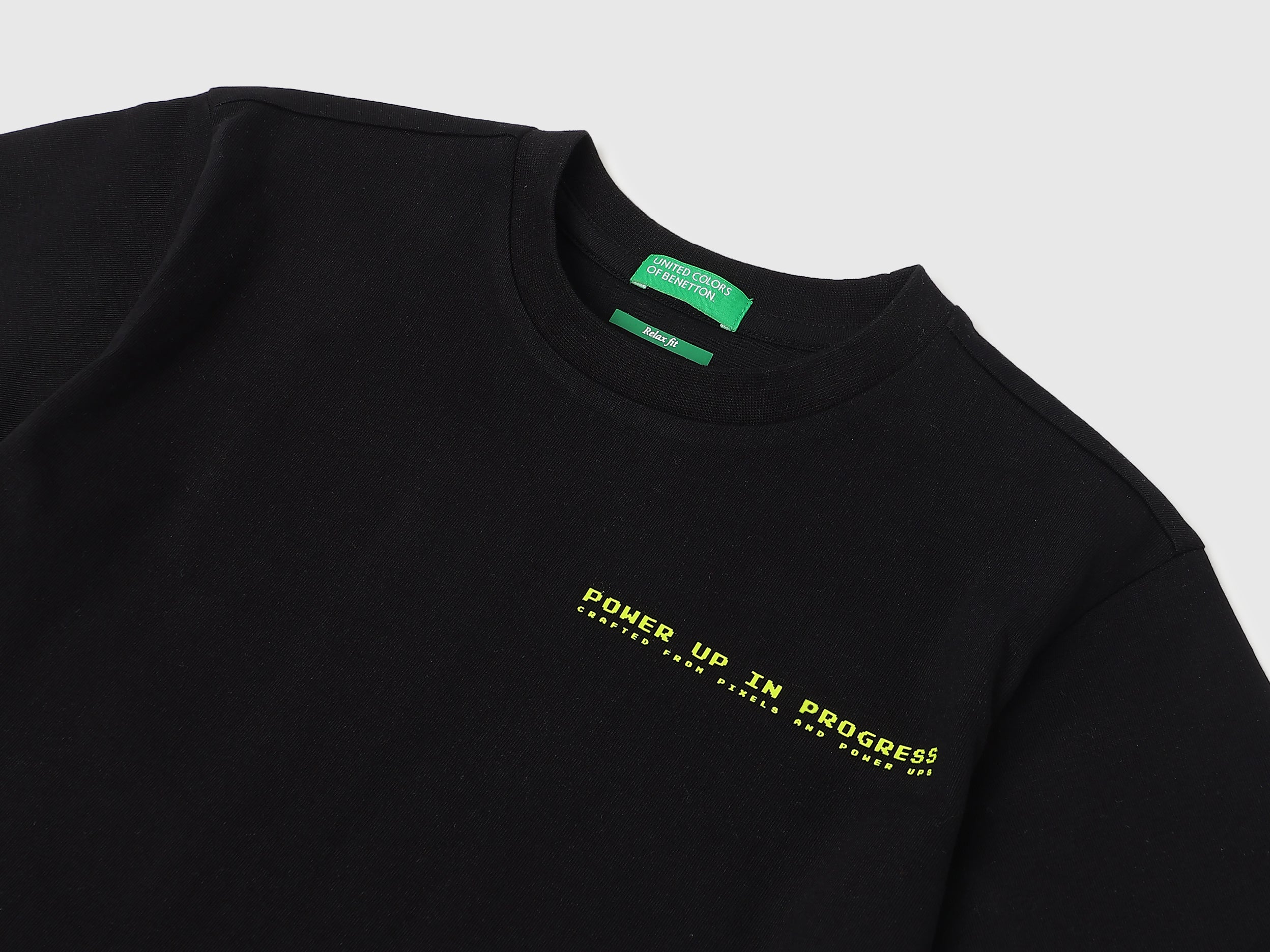 Boys Black Back Print Relaxed Cotton T-Shirt