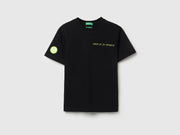 Boys Black Back Print Relaxed Cotton T-Shirt