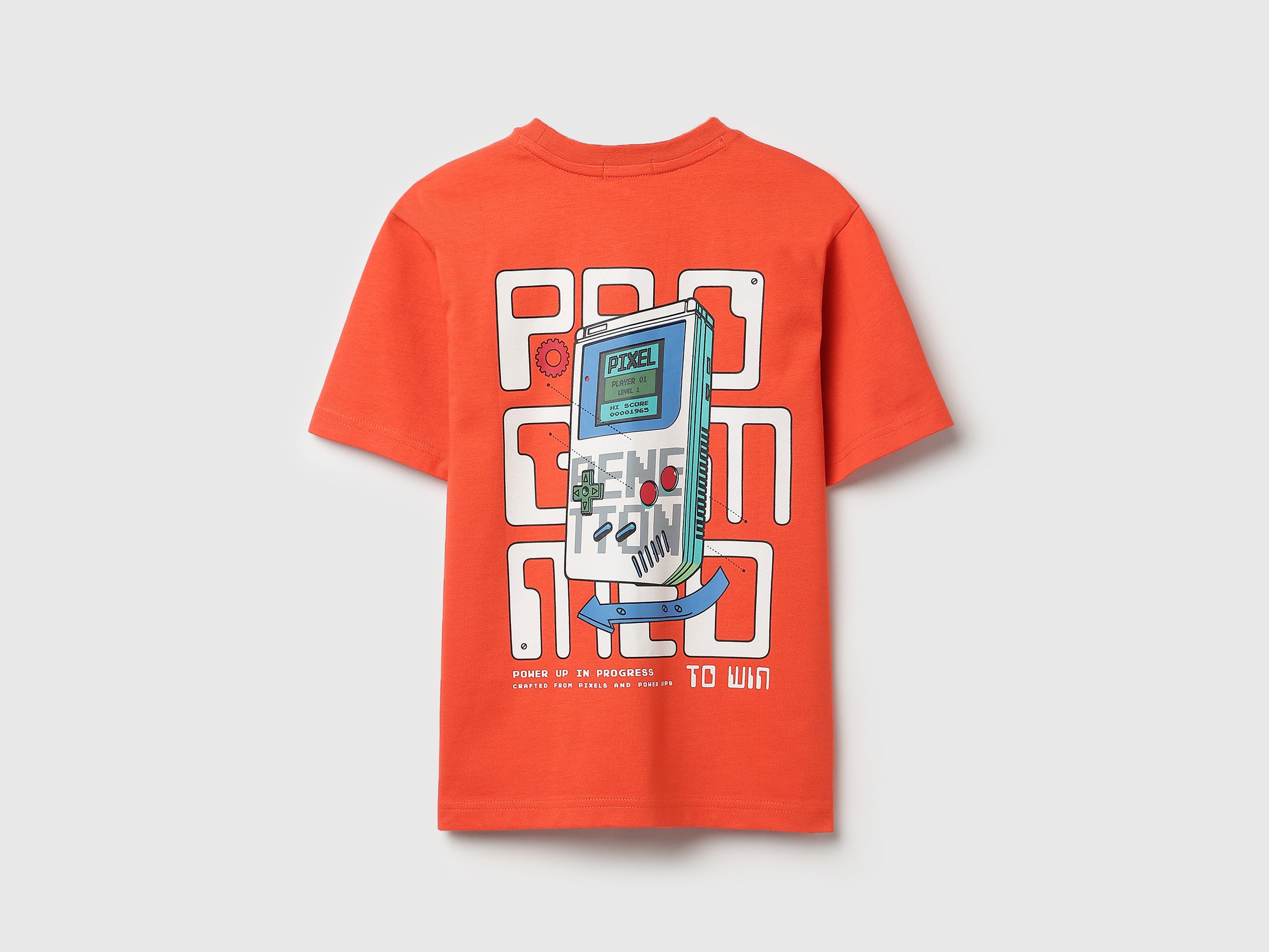 Boys Orange Back Print Relaxed Fit Cotton Tee