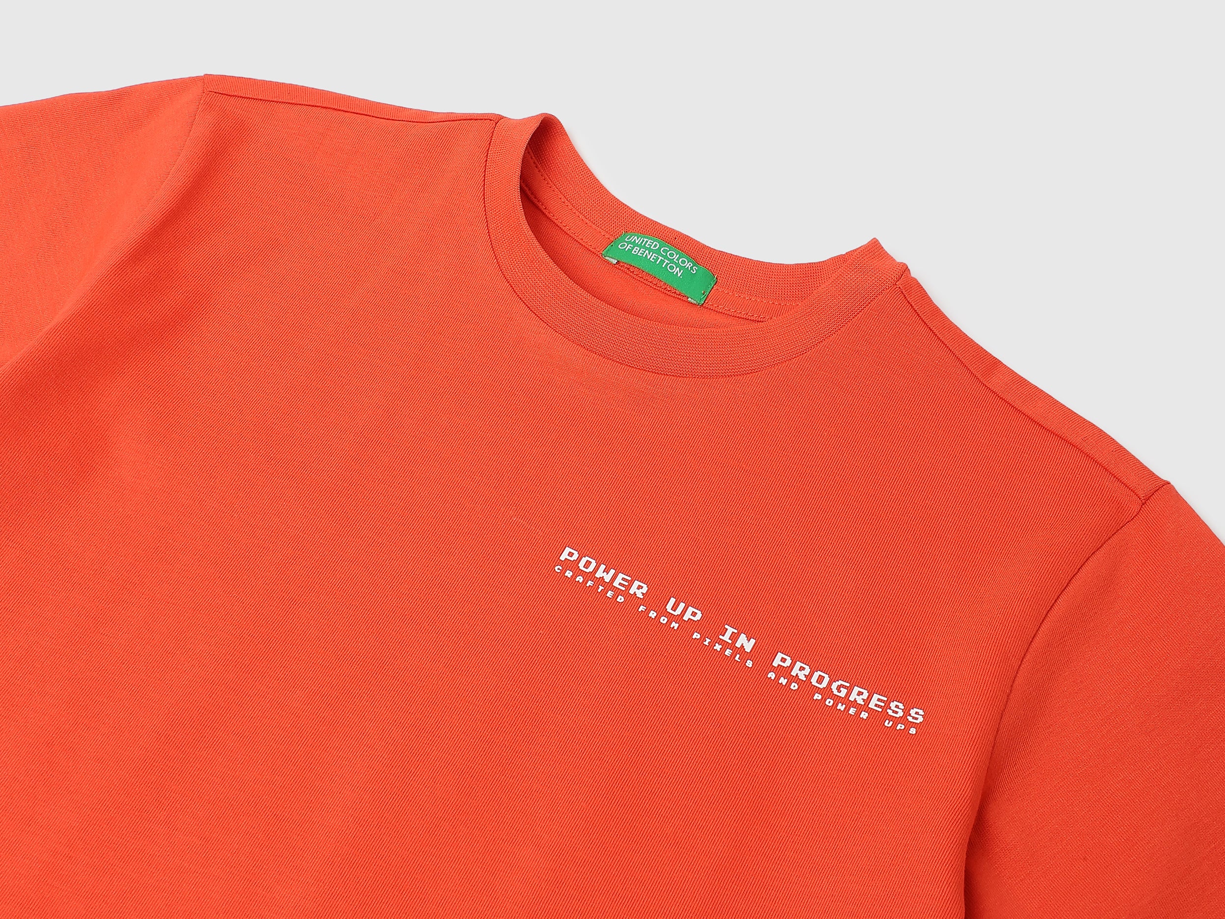 Boys Orange Back Print Relaxed Fit Cotton Tee