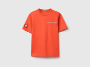 Boys Orange Back Print Relaxed Fit Cotton Tee
