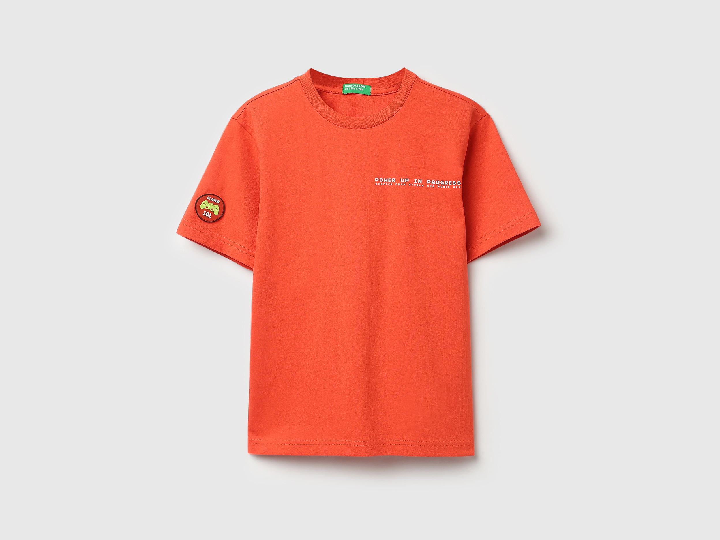 Boys Orange Back Print Relaxed Fit Cotton Tee