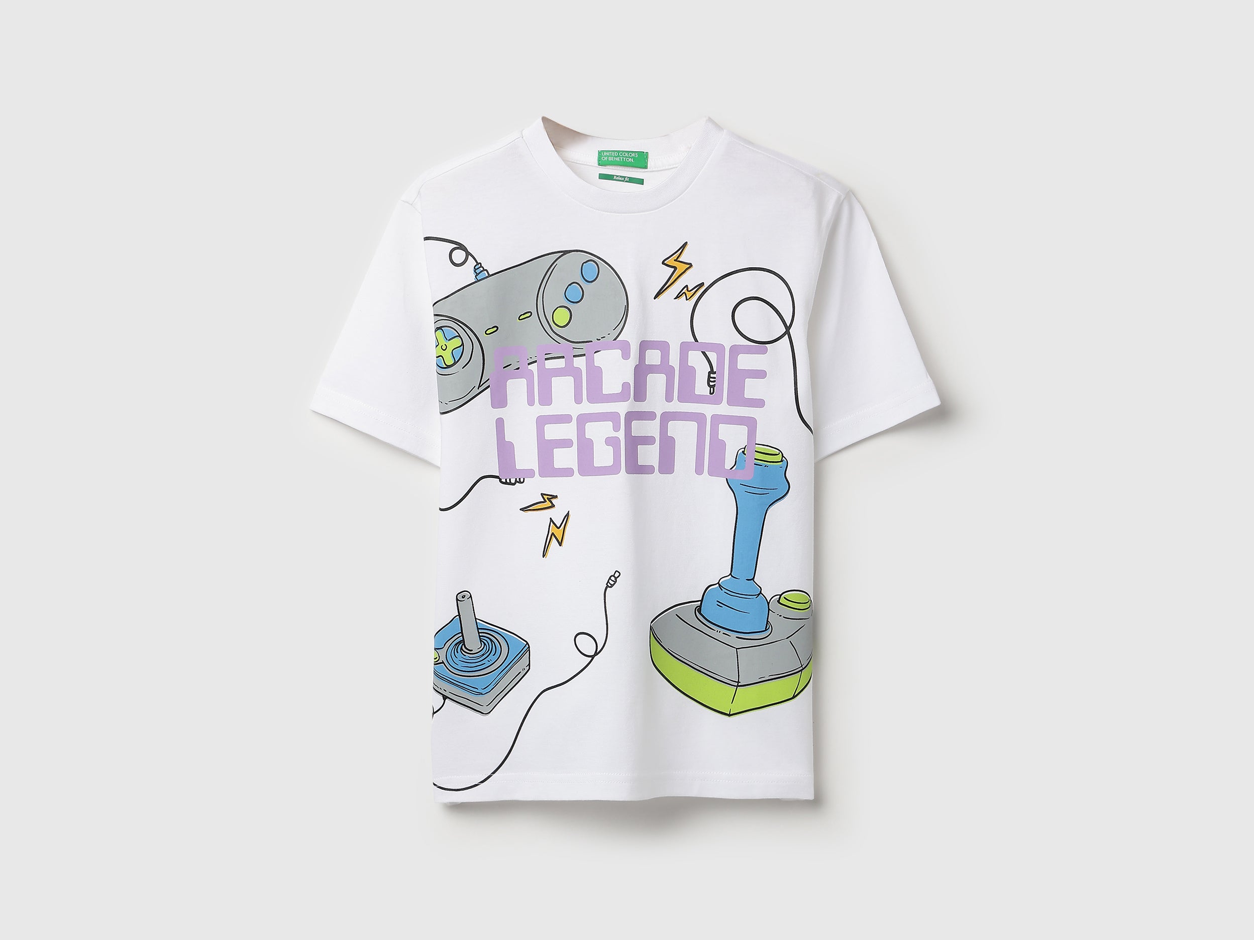 Boys White Arcade Graphic Relaxed Cotton Tee
