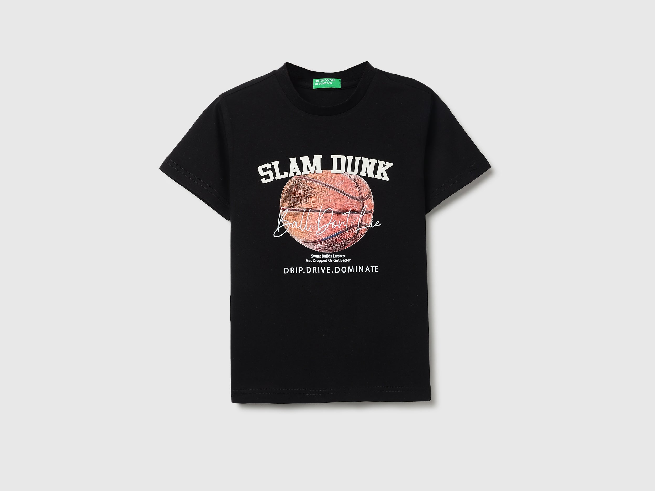 Boys Black Slam Dunk Graphic Cotton T-Shirt
