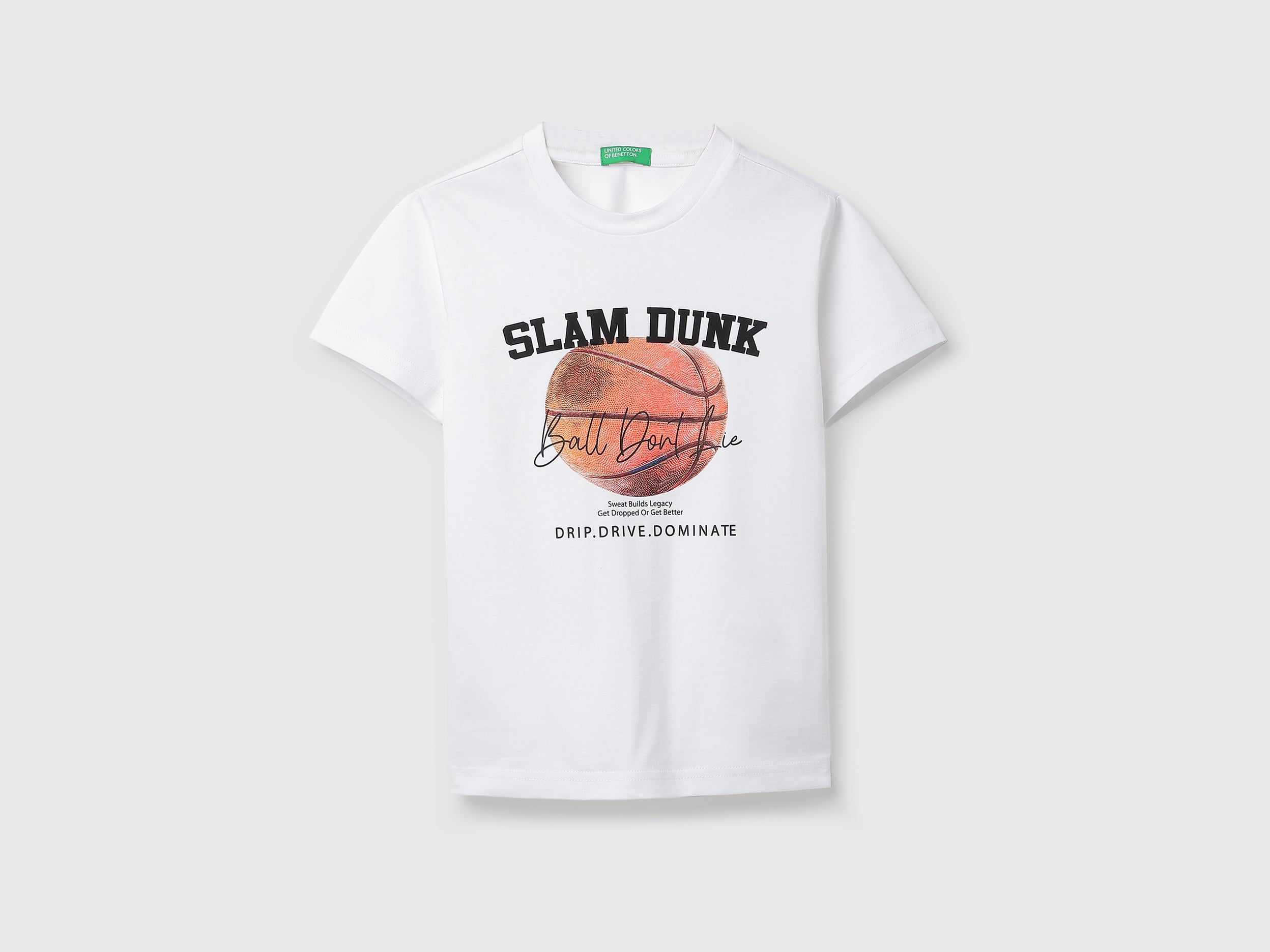Boys White Slam Dunk Graphic Cotton T-Shirt