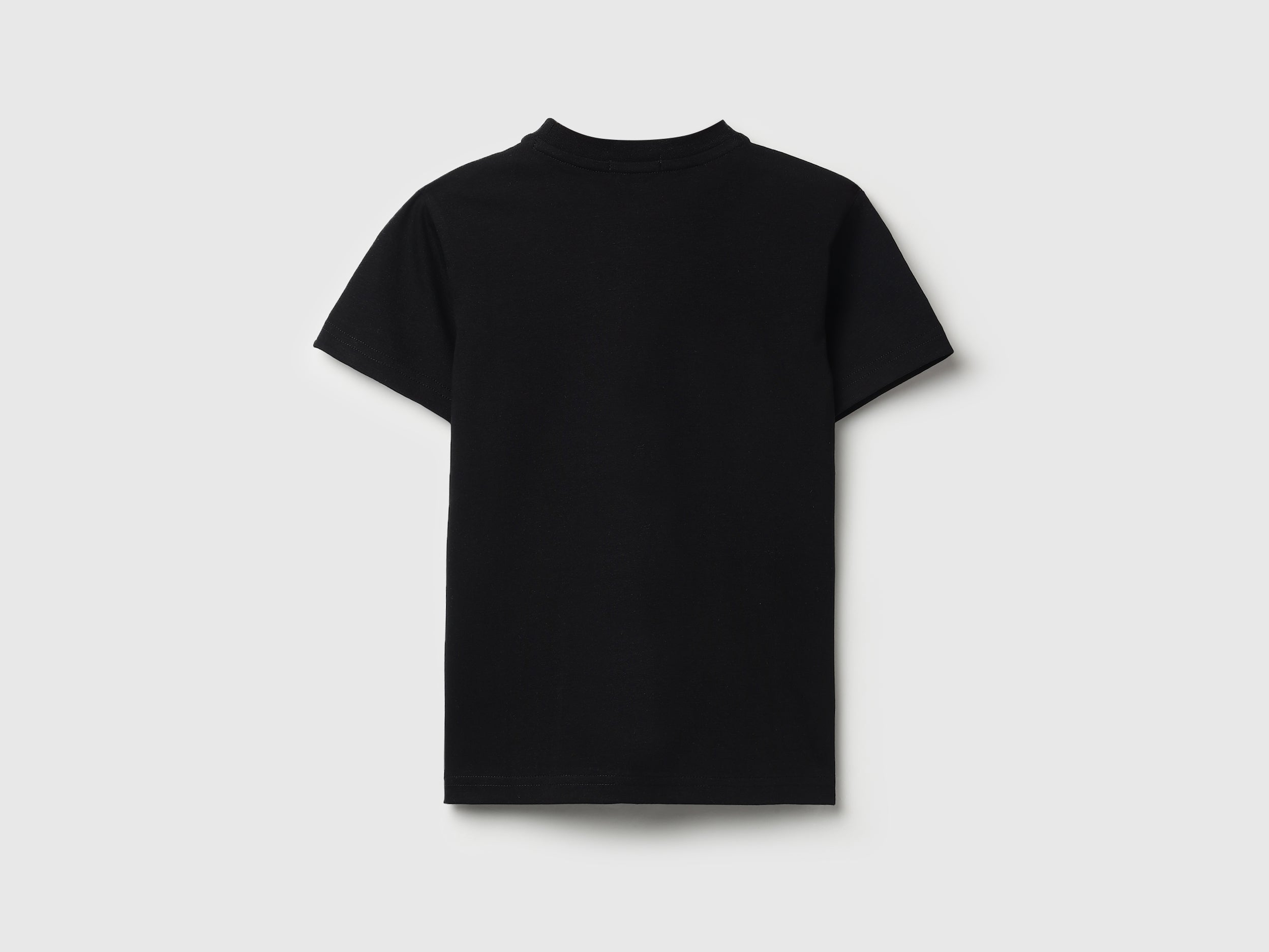 Boys Black Cotton Holographic Print T Shirt