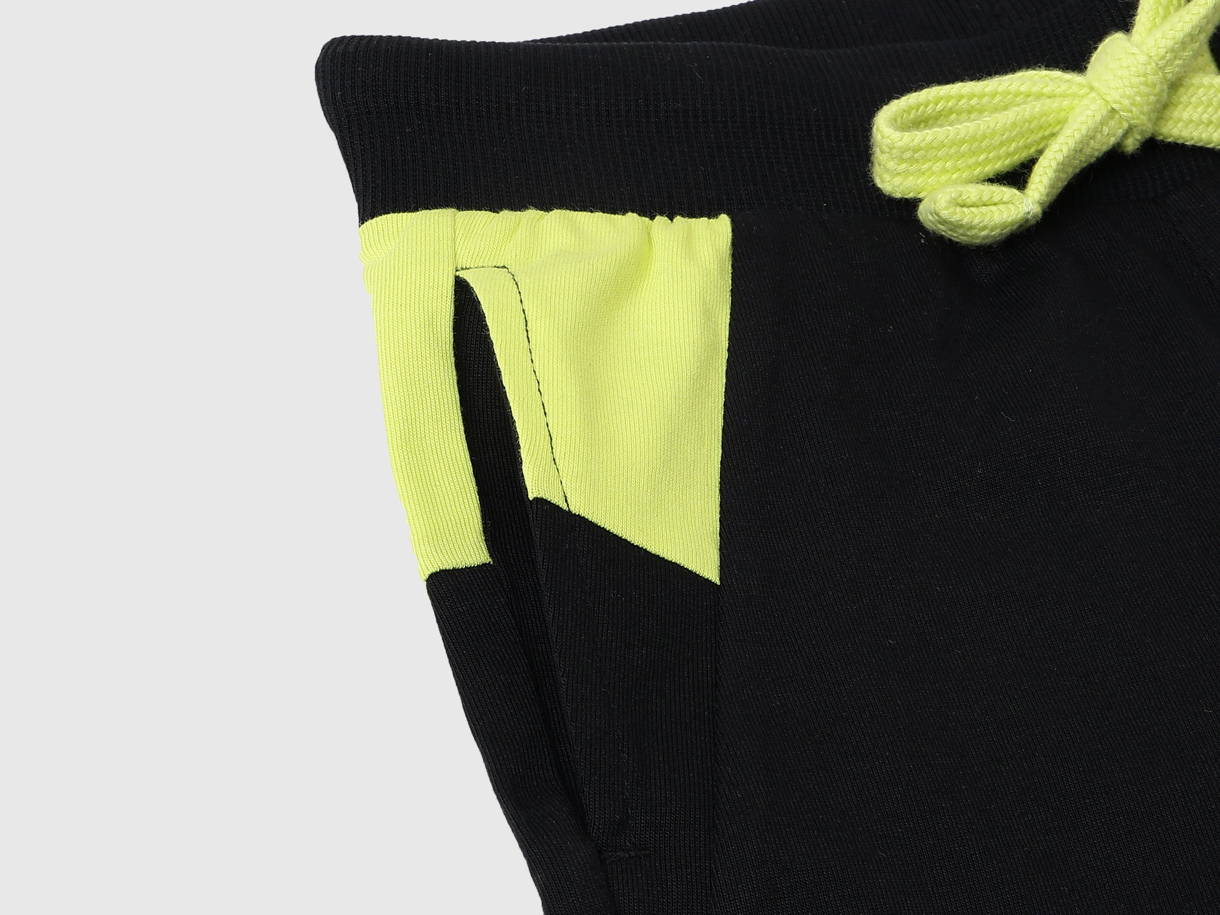 Boys Black Color Block Cargo Cotton Shorts