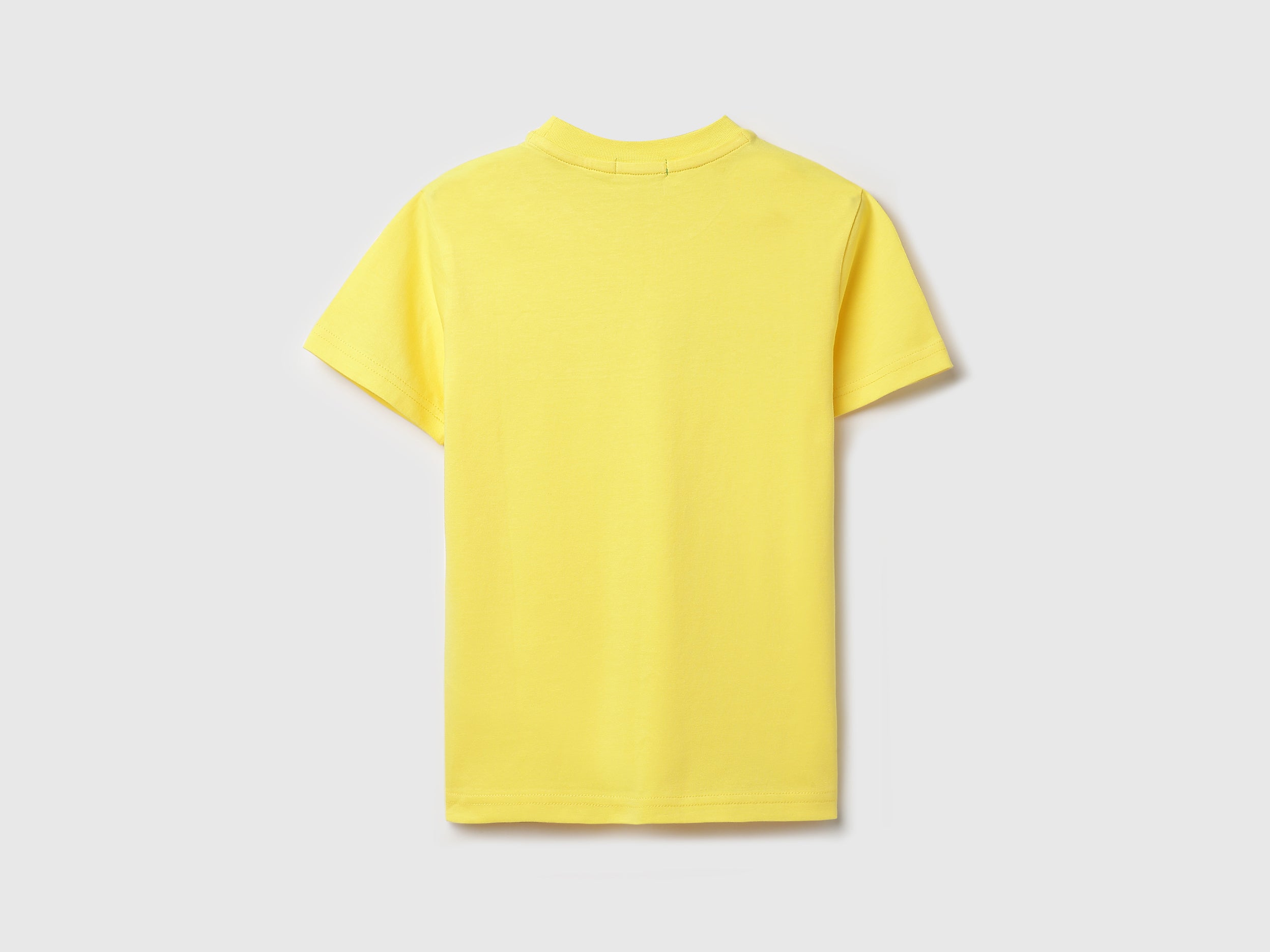 Boys Light Yellow Cotton Graphic T Shirt