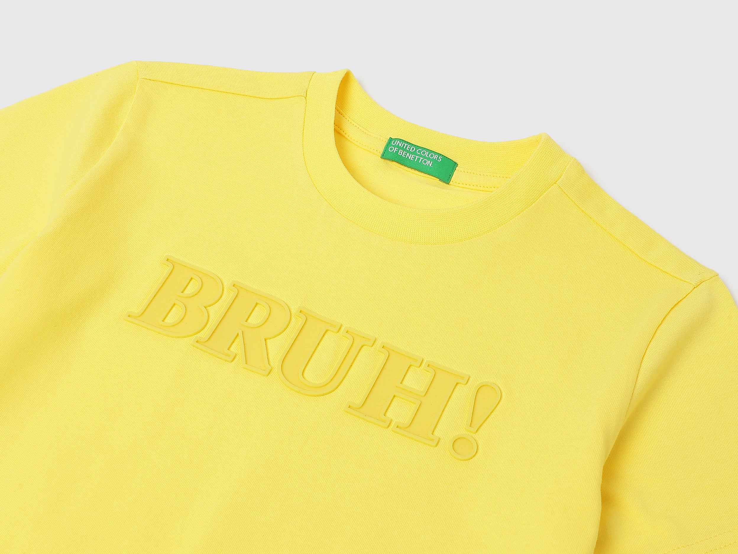 Boys Light Yellow Cotton Graphic T Shirt