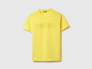 Boys Light Yellow Cotton Graphic T Shirt