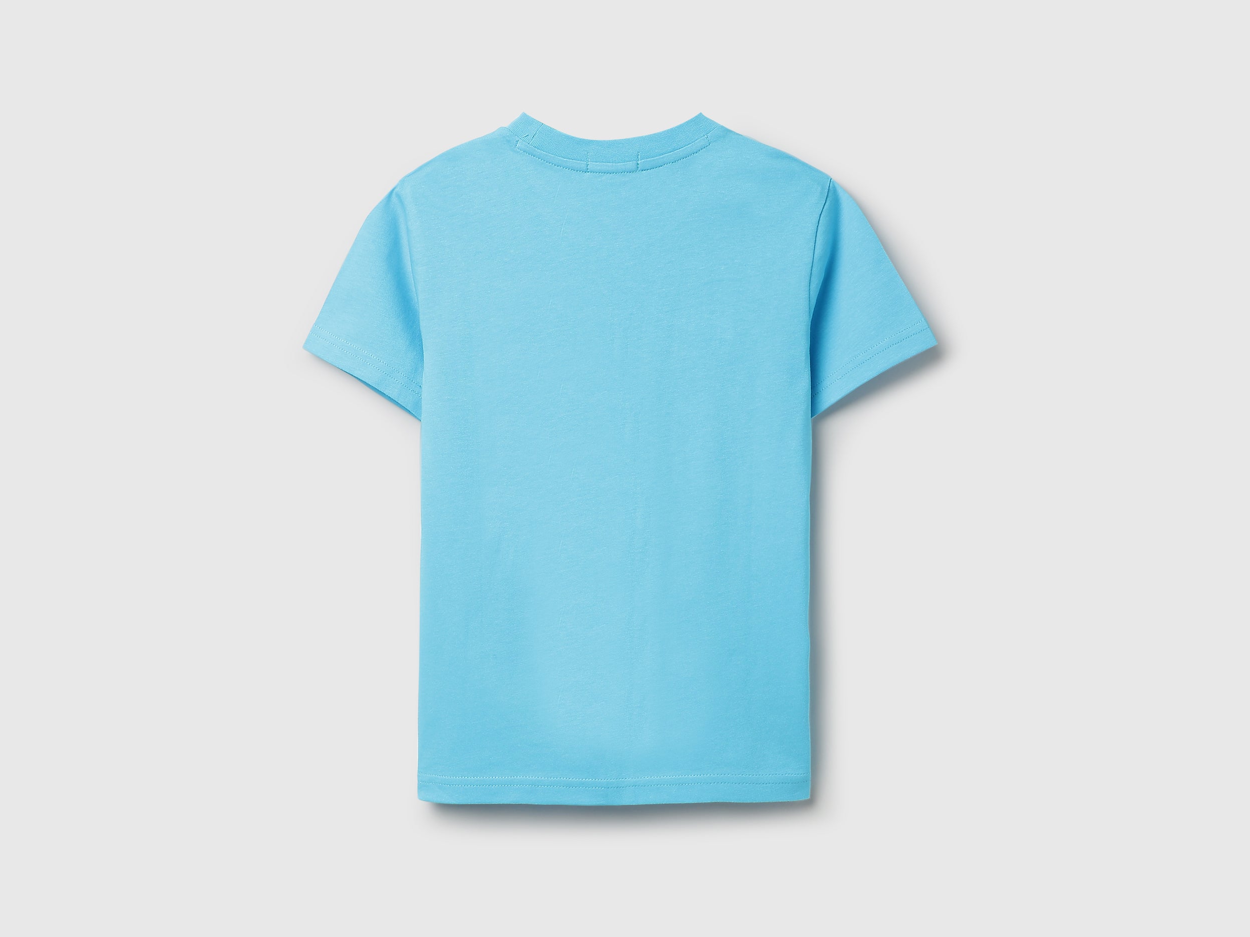 Boys Aqua Cotton Graphic T Shirt with Verbiage Print
