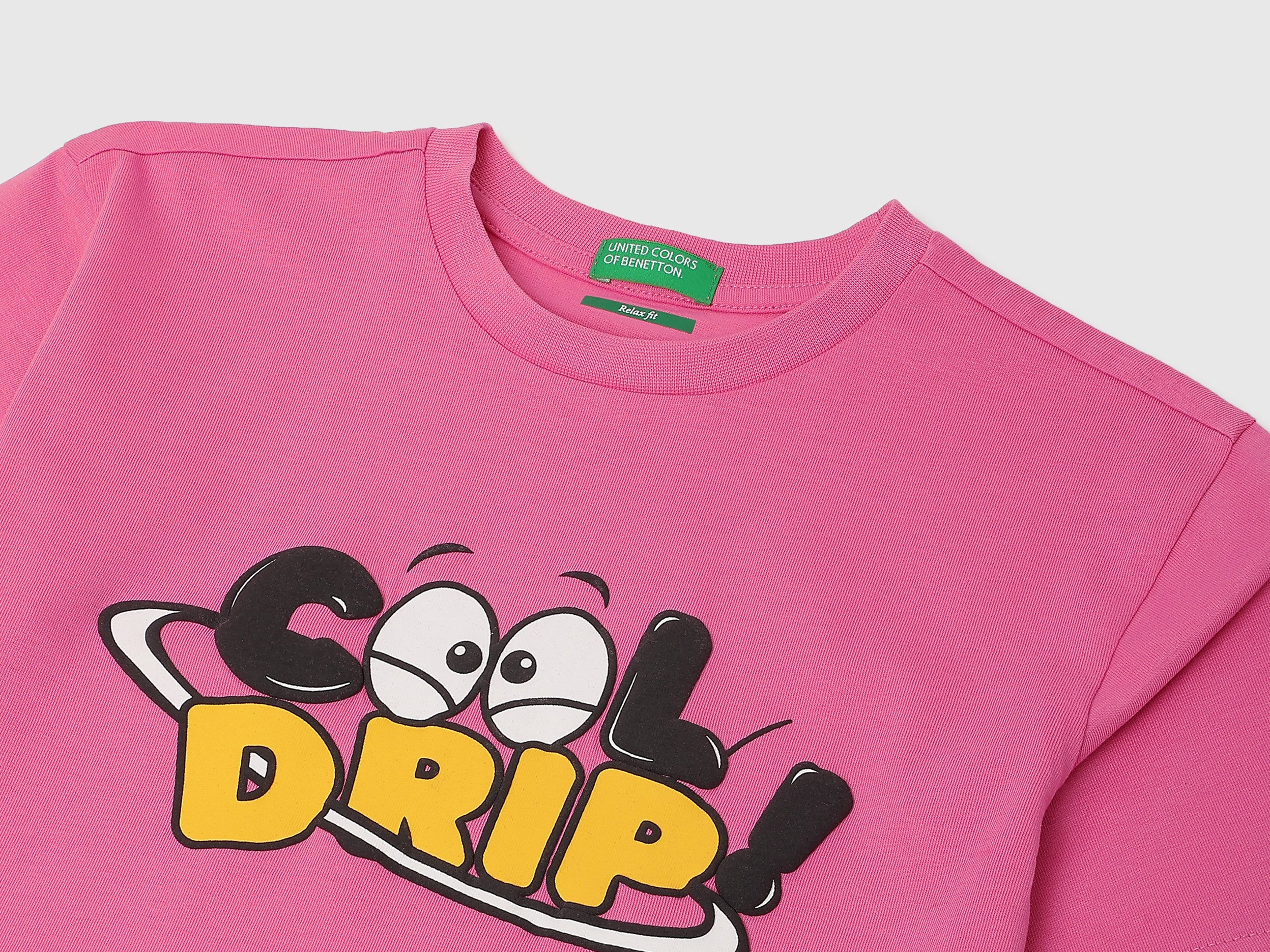 Boys Bright Pink Cotton Relaxed Fit Cool Drip Graphic T-Shirt