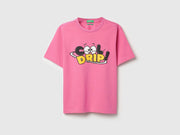 Boys Bright Pink Cotton Relaxed Fit Cool Drip Graphic T-Shirt