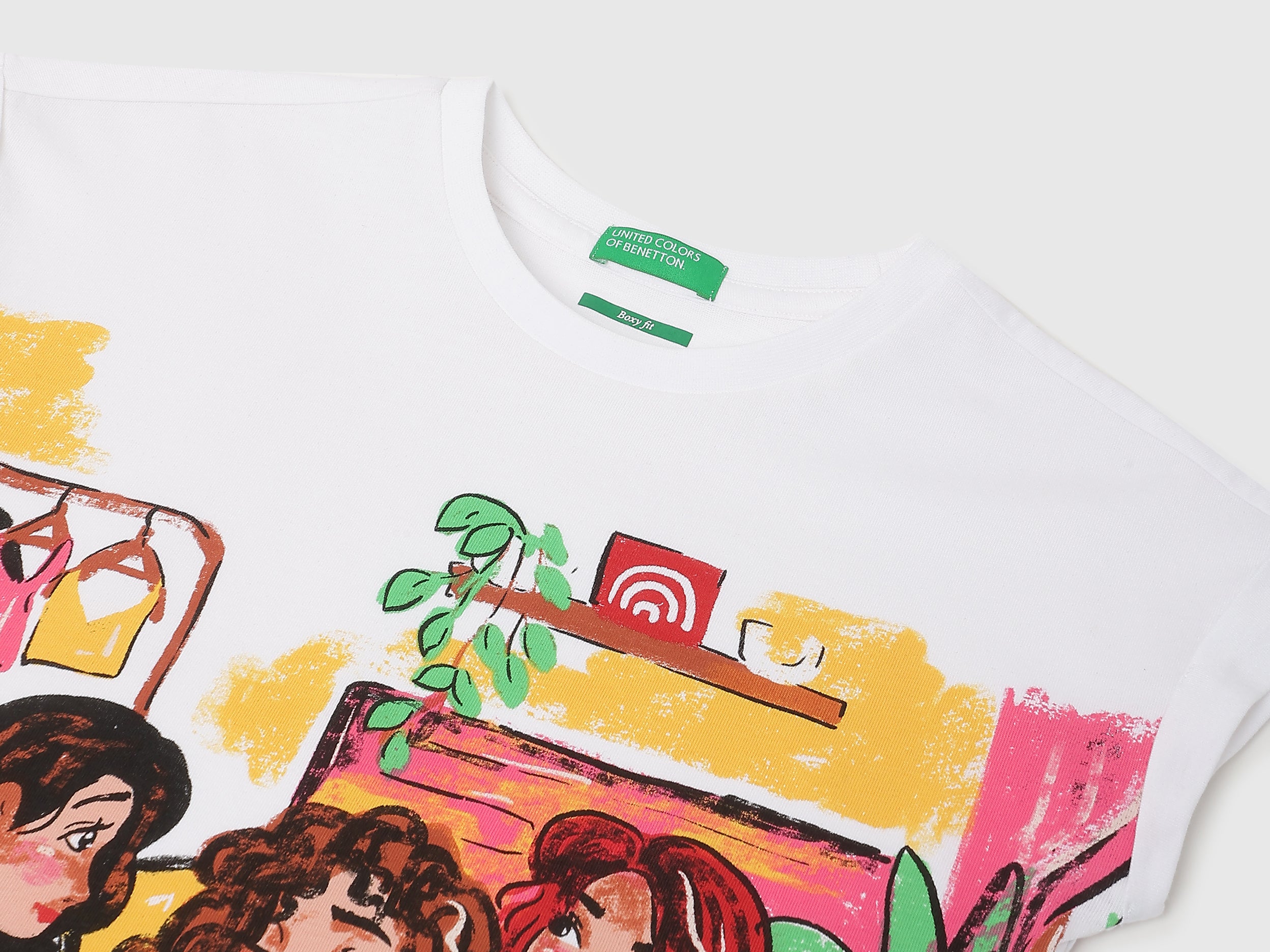 Girls Off White Slumber Party Cotton Boxy Tee