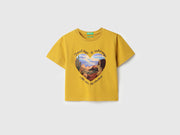 Girls Cotton Boxy Fit Heart Applique T-Shirt