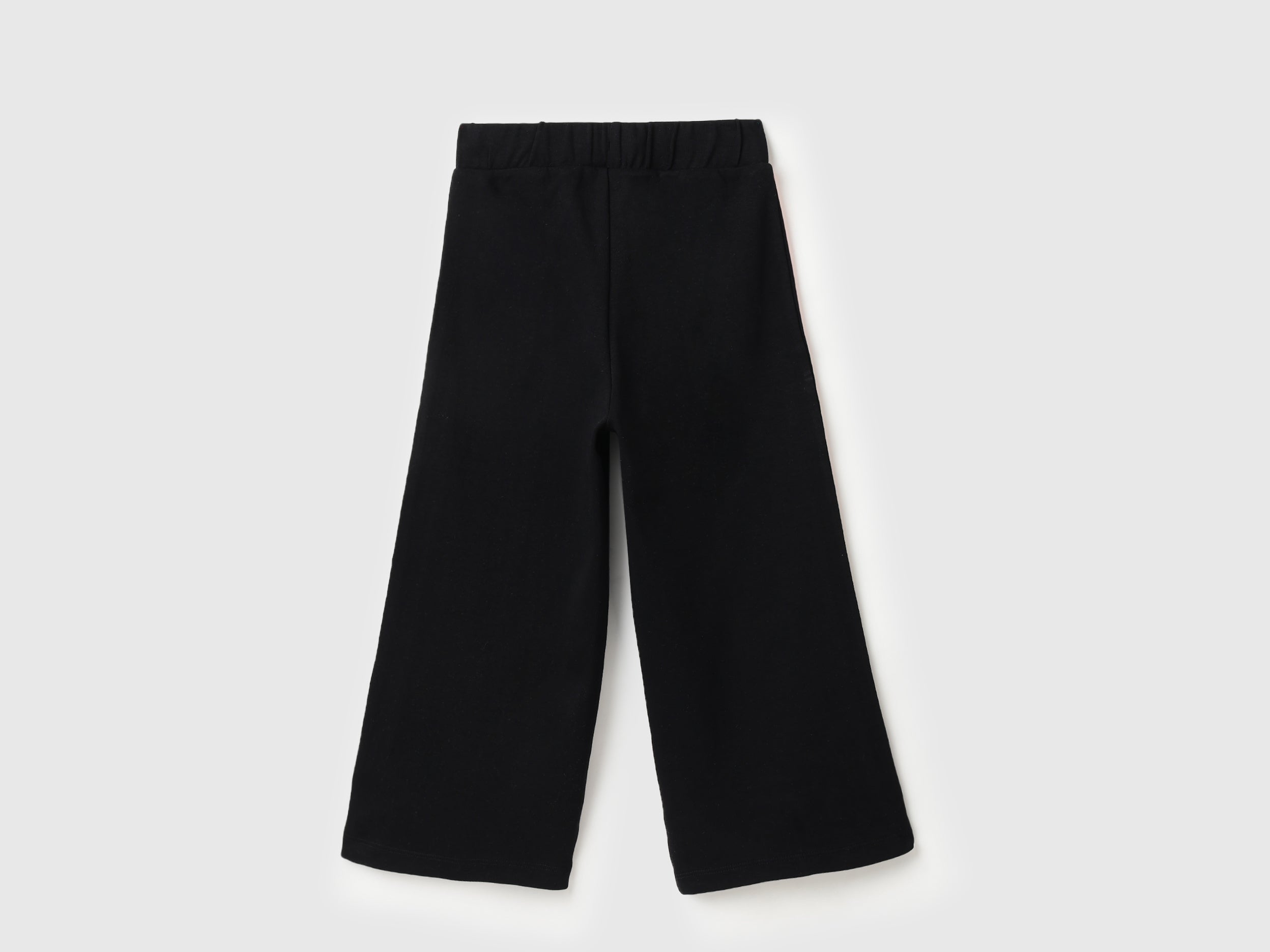 Girls Black Cotton Trousers with Side Piping