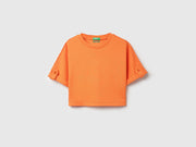 Girls Fresh Orange Interlock Crop Tee